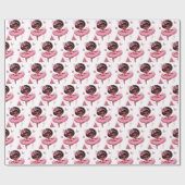 可愛いアフリカ系アメリカ人バレリーナピンククリスマス ラッピングペーパー (フラット)