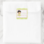 可愛いアフリカ系アメリカ人バレリーナ「行った」 スクエアシール (バッグ)