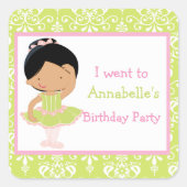 可愛いアフリカ系アメリカ人バレリーナ「行った」 スクエアシール (正面)