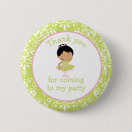 可愛いアフリカ系アメリカ人バレリーナ「行った」 缶バッジ (正面)