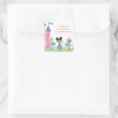 可愛いアフリカ系アメリカ人プリンセスとナイトのステッカー スクエアシール (バッグ)