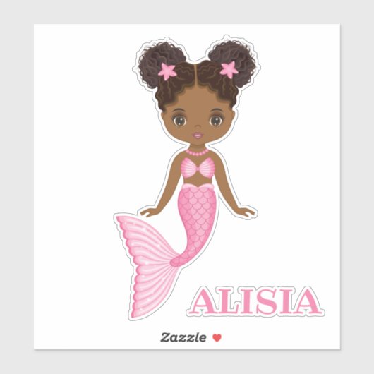 可愛いアフリカ系アメリカ人マーメイドビニールシール シール (シート)