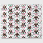 可愛いアフリカ系アメリカ人小妖精や小人ガールクリスマス ラッピングペーパー (フラット)