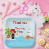 可愛いアフリカ系アメリカ人海賊少女インレッド誕生日 ペーパープレート (パーティー)