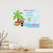 可愛いアフリカ系アメリカ人海賊少女誕生日ポスター ポスター (キッチン)