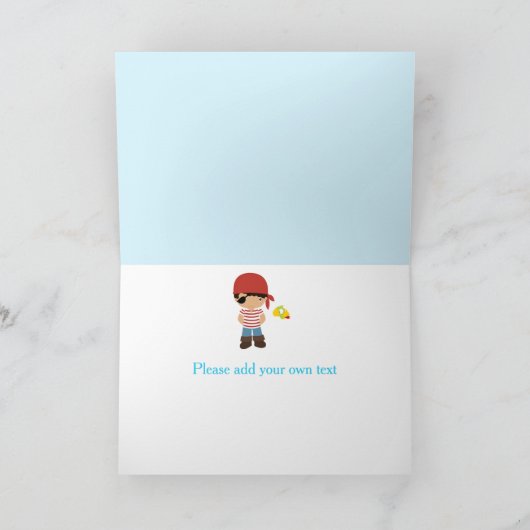 可愛いアフリカ系アメリカ人海賊少年バースデーパーティー カード (内部)