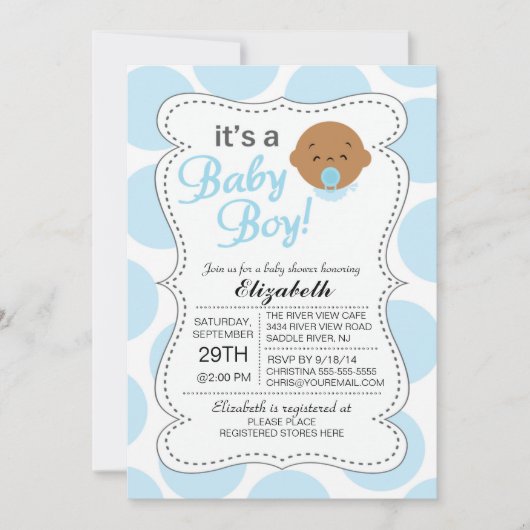 可愛いアフリカ系アメリカ人男の赤ちゃんの赤ちゃん 招待状 (正面)