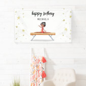 可愛いアフリカ系アメリカ体操誕生日 横断幕 (インサイチュ)