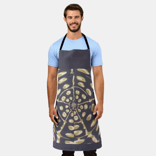 可愛いアフリカ頭が切れるブルーオリーブグリーンアートデザイン エプロン (着用した状態)