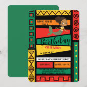 可愛いアフロ人魚アフリカ系アメリカ人少女誕生日 招待状 (正面/裏面)