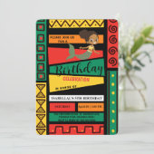 可愛いアフロ人魚アフリカ系アメリカ人少女誕生日 招待状 (スタンド正面)