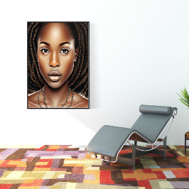可愛いアフロ女性クイーンメラニンのポスター ポスター