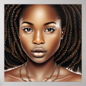 可愛いアフロ女性クイーンメラニンのポスター ポスター (正面)