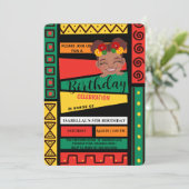 可愛いアフロ・アフリカ系アメリカ人ガールズバースデーパーティー 招待状 (スタンド正面)