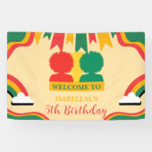 可愛いアフロ・アフリカ系アメリカ人ガールズバースデーパーティー 横断幕 (横)