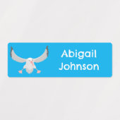 可愛いアホウドリ飛んでいるスのパーソナライズされた漫画 ラベル (デザイン1)