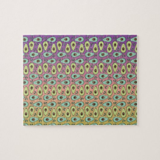 可愛いアボカドとレインボーのグラデグラデーションント ジグソーパズル (横)