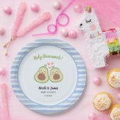 可愛いアボカド男女兼用ツインベビーシャワー ペーパープレート (パーティー)