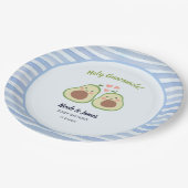 可愛いアボカド男女兼用ツインベビーシャワー ペーパープレート (アングル)