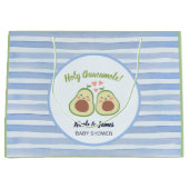 可愛いアボカド男女兼用ツインベビーシャワー ラージペーパーバッグ (正面)