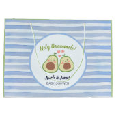 可愛いアボカド男女兼用ツインベビーシャワー ラージペーパーバッグ (裏面)