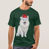 可愛いアメリカのエスキモー犬の愛おもしろい者クリスマス Tシャツ (正面)