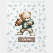 可愛いアメリカンフットボールのテディベアパーソナライズされたGIF フリースブランケット (正面)