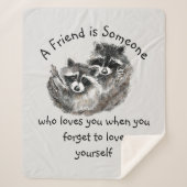 可愛いアライグマのアニマルアートが大好き シェルパブランケット (正面)