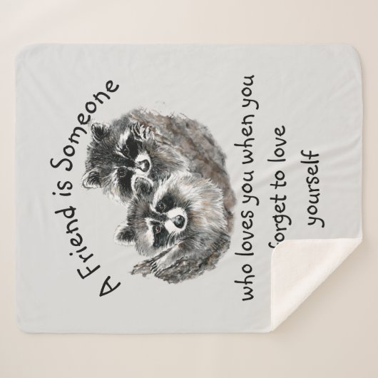 可愛いアライグマのアニマルアートが大好き シェルパブランケット (正面(横))