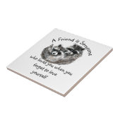 可愛いアライグマのアニマルアートが大好き タイル (側面)