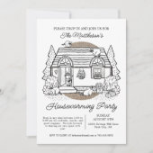 可愛いアライグマのドロップ引っ越し祝いパーティーパーティー 招待状 (正面)