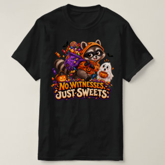 可愛いアライグマのハロウィンTシャツ No Witnesses Just Sweets Tシャツ