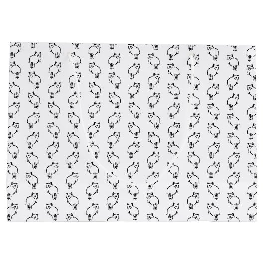 可愛いアライグマのパタカスタムーン背景色 ラージペーパーバッグ (裏面)