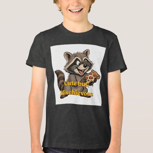 可愛いアライグマの小さな泥棒 トライブレンドTシャツ (正面)