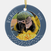 可愛いアラペットオウム写真スターブルークリスマス セラミックオーナメント (正面)