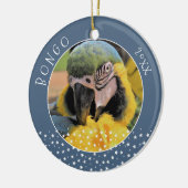 可愛いアラペットオウム写真スターブルークリスマス セラミックオーナメント (左)