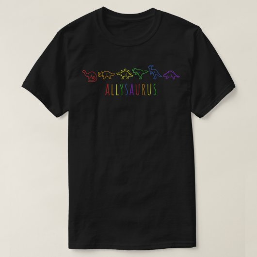 可愛いアリザウルスレインボインボンドラインデオアリーLGBTプライド Tシャツ (デザイン正面)
