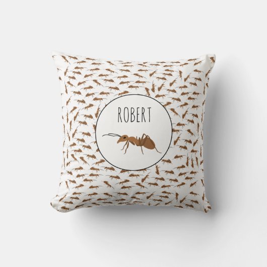 可愛いアリ柄名前をカスタムするキッズ クッション (正面)