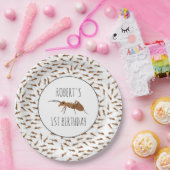 可愛いアリ柄名前をカスタムする子供の誕生日パーティー ペーパープレート (パーティー)