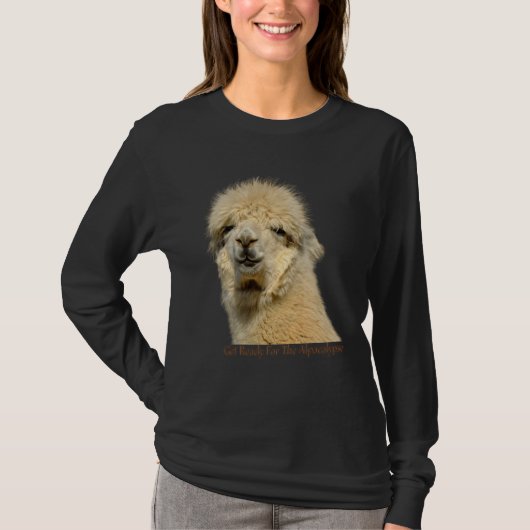 可愛いアルパカの動物L アルパカリプスの準備をしろ Tシャツ (正面)