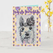 可愛いアルパクラマウォーター絵画カラーズアートカード カード (黄色い花)