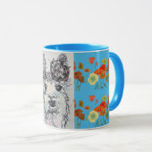 可愛いアルパクラマブルーウォーター絵画カラーのマグカップ マグカップ (正面右)