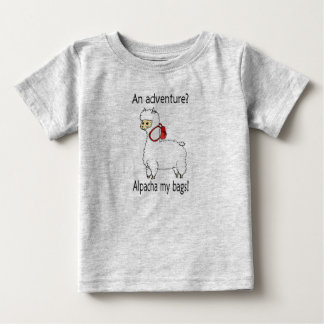 可愛いアルパチャのアドベンチャープーン ベビーTシャツ