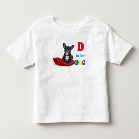 可愛いアルファベットDは犬の幼児の女の子Tシャツ用 トドラーTシャツ (正面)