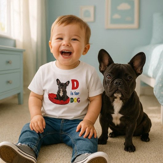 可愛いアルファベットDは犬の幼児の女の子Tシャツ用 トドラーTシャツ