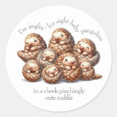 可愛いアングリン8かわいい可愛いパンゴリン ラウンドシール (正面)