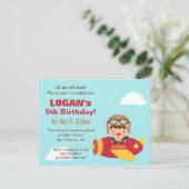 可愛いアヴィエーターボーイフライトバースデーパーティー 招待状 (スタンド正面)