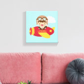 可愛いアヴィエーターボーイフライトボーイズルームデコル キャンバスプリント (インサイチュ (リビング))