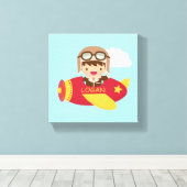 可愛いアヴィエーターボーイフライトボーイズルームデコル キャンバスプリント (インサイチュ (ウッドフロア))