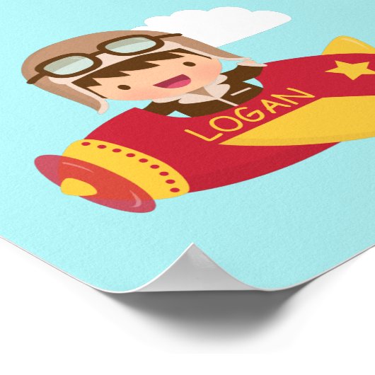 可愛いアヴィエーターボーイフライトボーイズルームデコル ポスター (角)